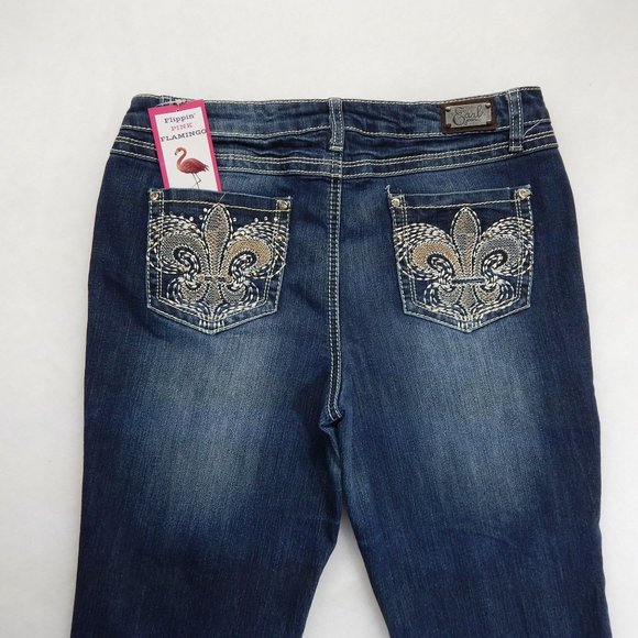 Earl Jeans Womens Mid Rise Boot Cut Jeans Medium Embroidered Pockets Size 8 - Picture 3 of 12